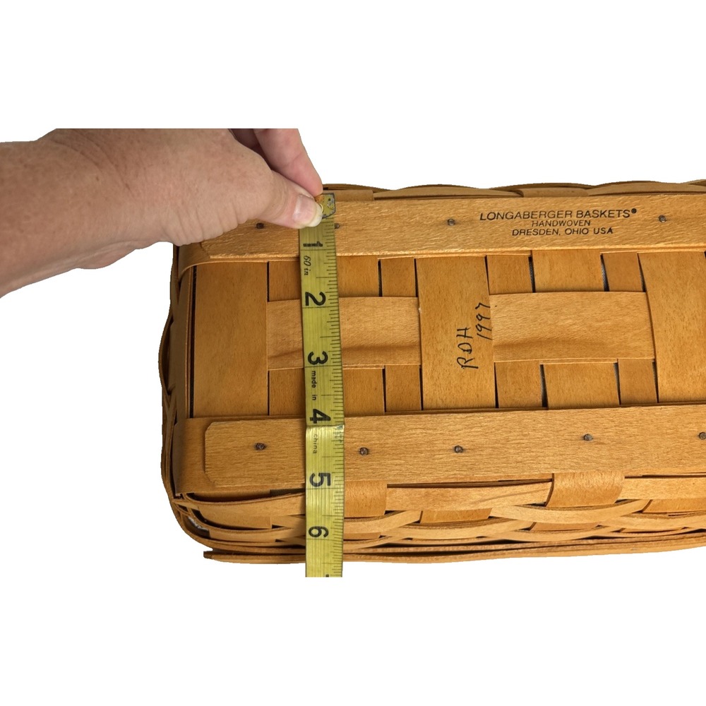 Longaberger Bread Basket Set Basket Plaid Fabric Liner Regular Protector 1997 - Picture 12 of 13